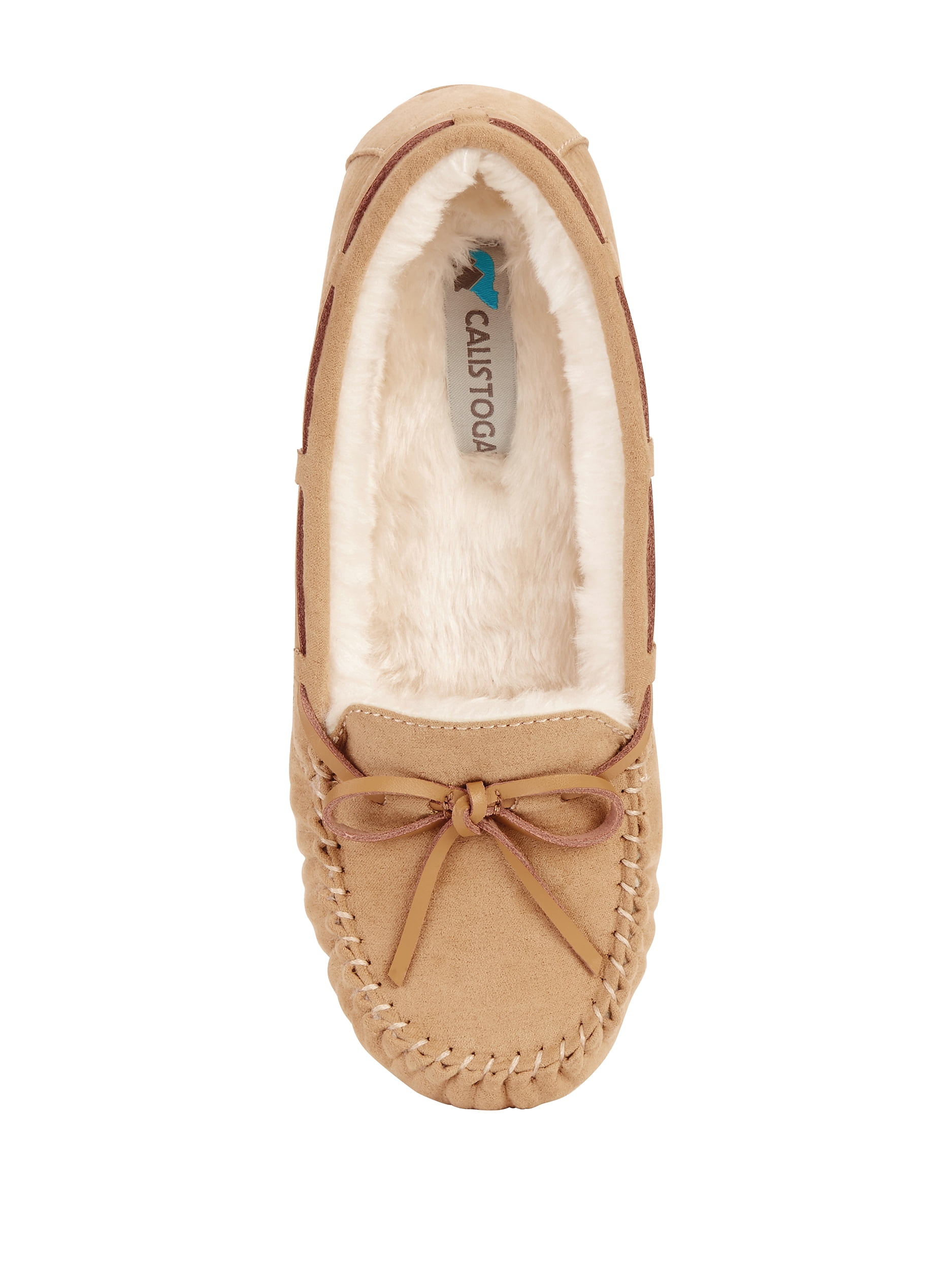 calistoga women's vegan suede faux fur moccasin