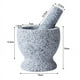 thumbnail image 2 of Mortero y mortero de granito - mortero de piedra natural resistente y duradero - con cubierta de bambú+fondo de vidrio de corcho - para moler especias, hierbas, ajo - 14 cm de diámetro, 2 of 6