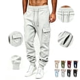 thumbnail image 4 of Dhwswlt Cargo Sweatpants for Men Drawstring Elastic Waist Cinch Bottom Joggers Lightweight Solid Color Athletic Workout Jogger Pants with Pockets S-3XL, 4 of 7