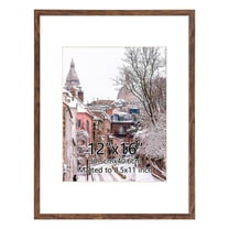 8.5x11 Picture Frame with Mat, 12x16 Certificate Frame without Mat for Wall Mount or Tabletop, Brown