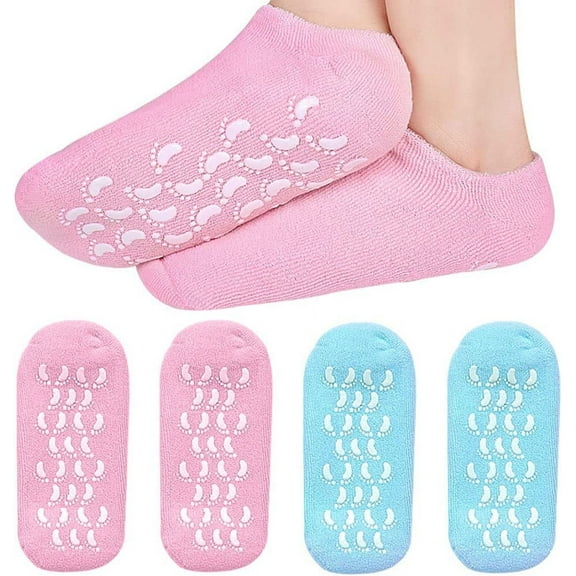 Moisturizing Socks Heel Gel Sock,Rough Foot Care Treatment Soft Silicone Gel Lined Infused Lotion Spa Socks,2 Pairs