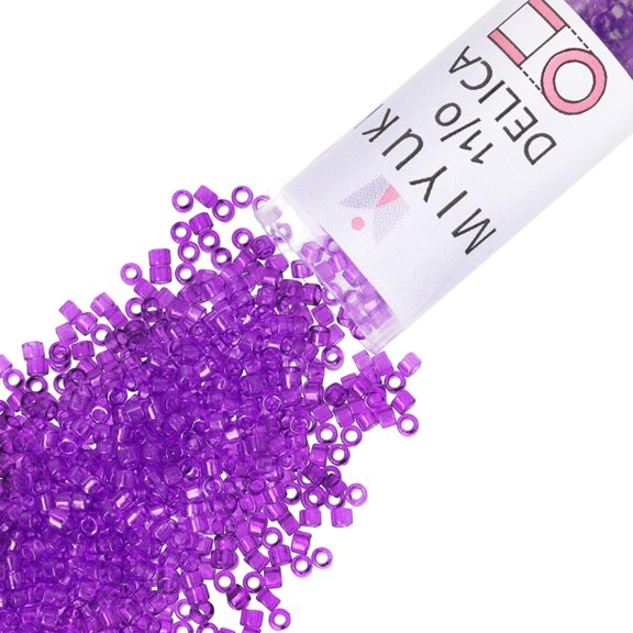 Miyuki Delica Seed Beads – Size 11/0, DB1315, Dyed Transparent Violet, 7.2 g, Approx. 1440 Pcs