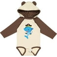 thumbnail image 3 of Inktastic Pirate Shark, Shark Wearing Pirate Hat, Blue Shark Boys or Girls Long Sleeve Baby Bodysuit, 3 of 5