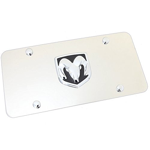 Au-Tomotive Gold, INC. Dodge Ram Logo Chrome Steel License Plate, Official Licensed