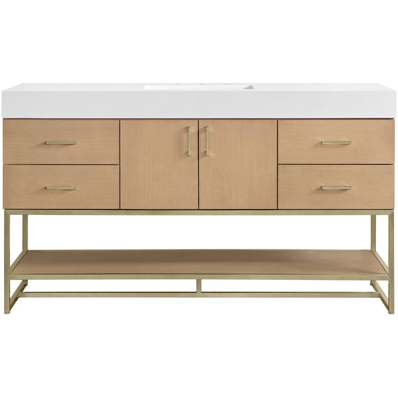Miseno MN521V60SWMO Mauri 60" Free Standing Single Basin Vanity Set - Warm Oak