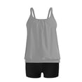 thumbnail image 4 of UTSJKR Women's Tankini Swimsuits Bathing Suit Two Piece Tummy Control Swimwear Banded Bottom Tank Tops with Shorts Gray M, 4 of 4