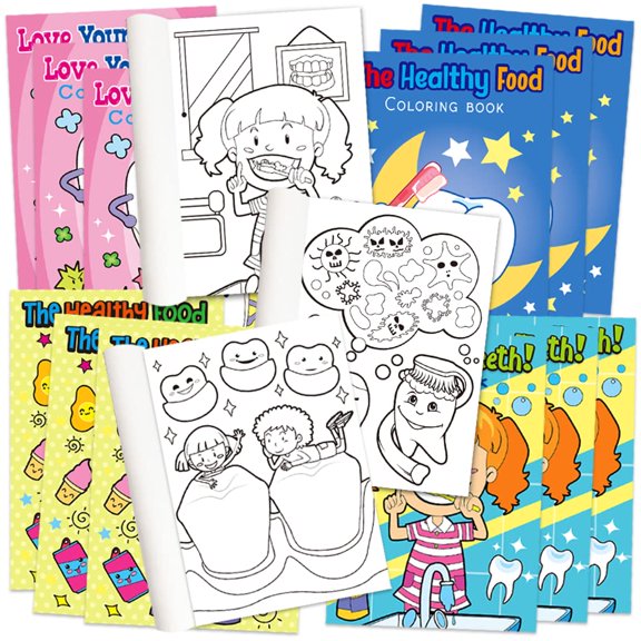 Libro para colorear ArtCreativity Dental, 20 paquetes de 5 x 7 para niños mayores de 3 años