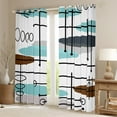 thumbnail image 2 of Erosebridal Mid Century Curtains Modern Minimalist Curtains & Drapes, Hippie Old Fashion Blackout Curtains Abstract Artwork Bedroom Curtains, Aesthetic Lines Circles Window Treatments Teal White Grey, 2 of 6