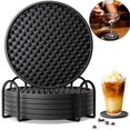 thumbnail image 1 of Silicone Coasters With Holder Design Coasters With Holder Set of 6 , Black , Coasters , Round Coasters Design , Coasters for Glasses , Coaster Set, 1 of 5
