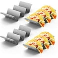 thumbnail image 1 of 4PCS Support de Taco en Acier Inoxydable avec Poignée, Détient Max 3 Tacos, Forme de Vague Support de Taco Antirouille pour Four, Cuisine et Restaurant - Argent, 1 of 5