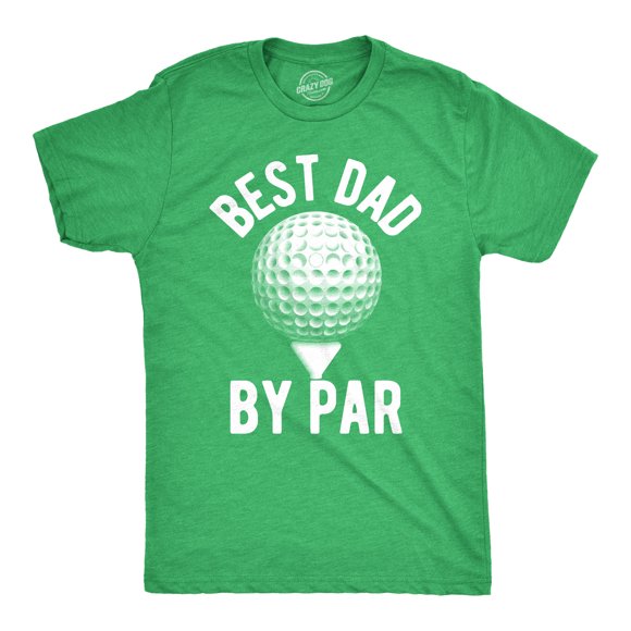 Mens Best Dad By Par T shirt Funny Fathers Day Golf Tee Golfing Gift for Golfer (Heather Green) - XXL