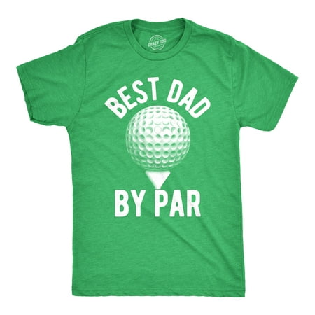 Mens Best Dad By Par T shirt Funny Fathers Day Golf Tee Golfing Gift for Golfer (Heather Green) - XL Graphic Tees