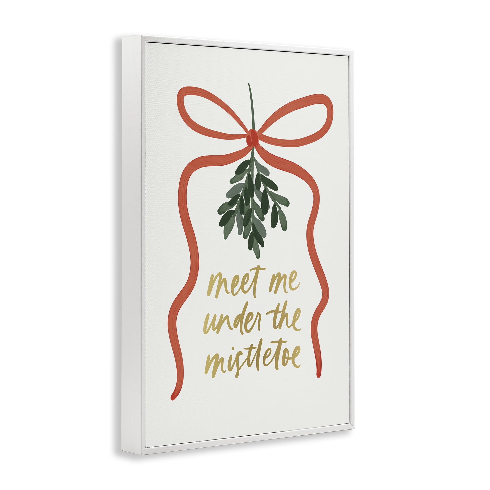 Stupell Industries Under Mistletoe Christmas Holiday Painting White Framed Art Prints Wall Art, 12 x 18