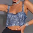 thumbnail image 2 of DHFJKG Women Sparkly Crop Tank Top Sexy Sequins Spaghetti Strap Camisole Summer Streetwear Night Out Club Party Clothes Square Neck Trendy Tops, 2 of 4