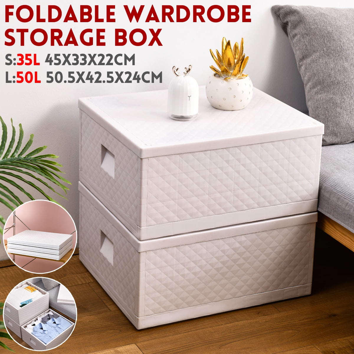 Portable Folding Wardrobe Storage Case Box Clothes Book Organizer For ...