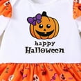 thumbnail image 4 of HCNTES My 1st Halloween Baby Girl Outfits Letter Pumpkin Print Romper Suspender Skirts Headband Socks(Style3-White,6-9 Months), 4 of 5