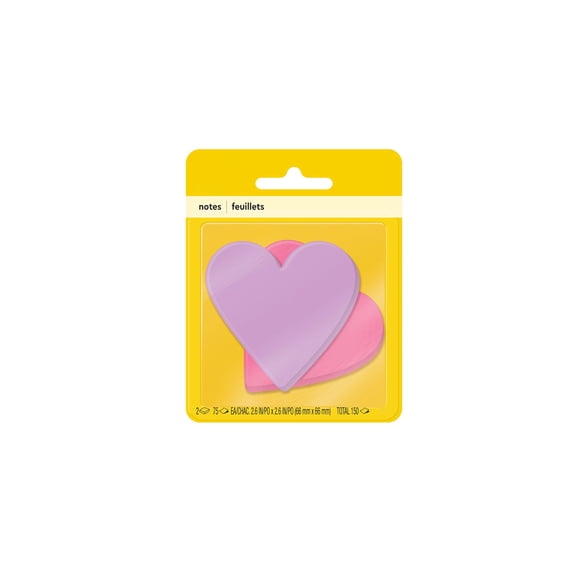 Sticky Notes, 2.6 x 2.6 Inches, Multicolor, Heart Shape, Fun Designs, Perfect for Planners, Journals, Office, , Assorted Colors