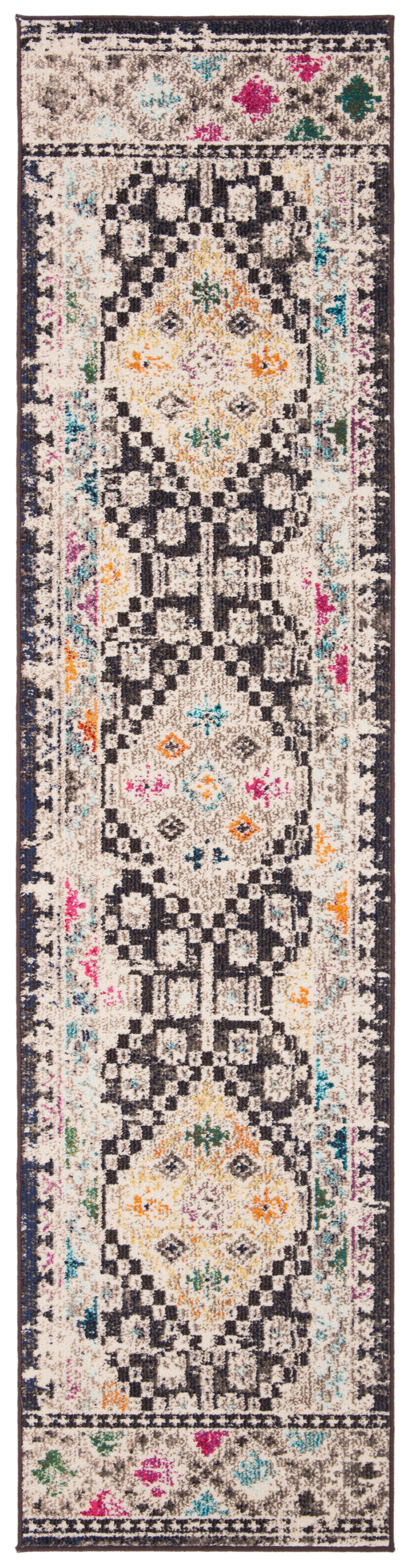 SAFAVIEH Madison Lanford Vintage Geometric Runner Rug, Black/Yellow, 2'2" x 14'