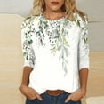 thumbnail image 2 of Awdenio New Spring Fashion Tops for Women 2024, Ladies Fashion Three Quarter Sleeve Retro Round Neck Easter Printed Loose Tops Blouse White 2XL, 2 of 4