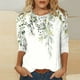 thumbnail image 1 of Fiudx Camisas de Mujer Blusa Holgada con Estampado de Pascua y Cuello Redondo Retro de Manga Tres Cuartos a La Moda para Mujer, 1 of 4