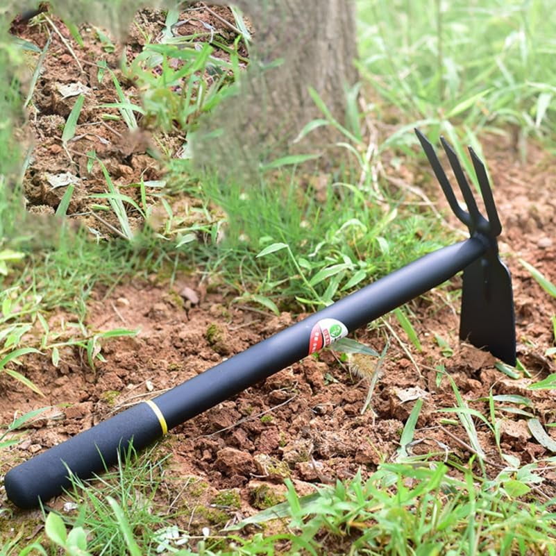 ABCISI Hoe and Cultivator, Garden Rake Hand Tiller Tool Heavy Duty Cultivator Hoe for loosening Soil Weeding Digging Flower Planting Garden Farming Agriculture Tool