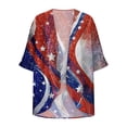 thumbnail image 6 of UVEASISHA 4th of July Women Plus Size 3/4 Sleeve Cardigans Open Front Casual Lightweight Jackets American Flag Print Kimono Cardigan Chiffon Flowy Beach Coverups Multicolor S, 6 of 6
