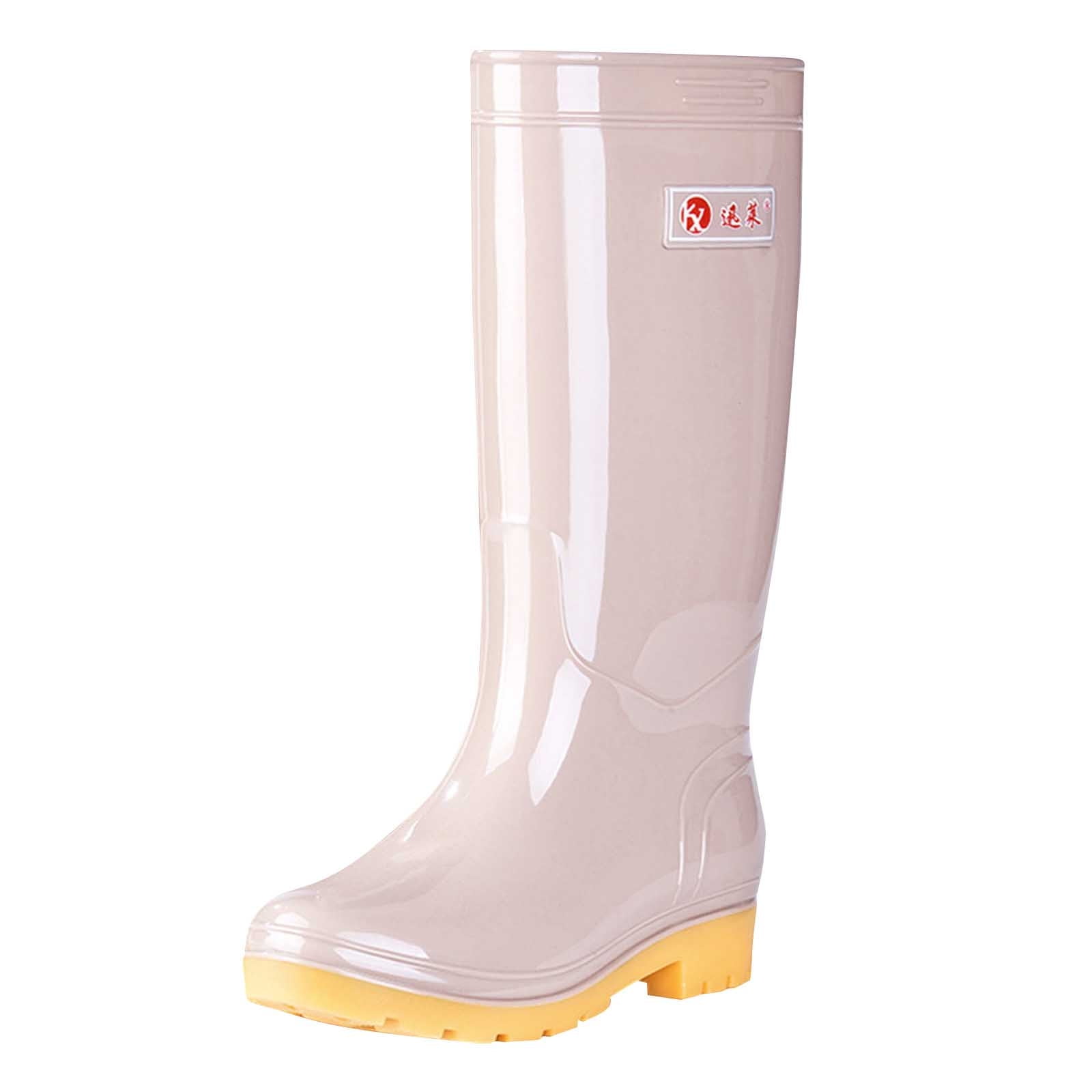 ATENAR Rain Boots Women,Womens Rain Boots Waterproof,Stability,Slip-Resistant,Solided,PVC,Khaki,39 (US：7.5)