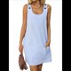 thumbnail image 2 of Vestido de Verano para Mujer, Sin Mangas, con Bolsillos, Informal, Corto, Corte A, Cuello Redondo, 2025, Azul, Talla L, 2 of 9