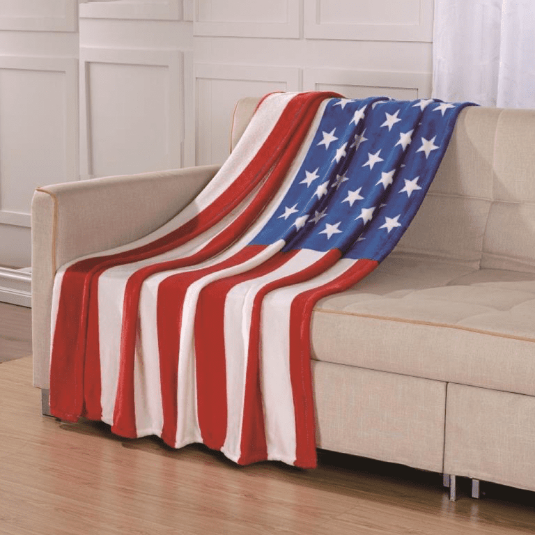 American Flag Over Sized Throw Blanket 50x70 4th of July Independence Day Holiday Couch Sofa Plush Soft Decor