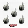 thumbnail image 2 of 2-3/8 Inch Gray Floor Safe Twin Wheel Casters 3/8 Threaded Stem Set of 5 SCC, 2 of 2