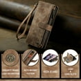 thumbnail image 4 of Cowithday for Samsung Galaxy Z Fold 3 Case Wallet for Women and Men, Z Fold 3 5G Case, PU Leather Flip Strap Wristlet Zipper Card Holder Wallet Business Phone Cover for Samsung Z Fold 3 5G, Brown, 4 of 14