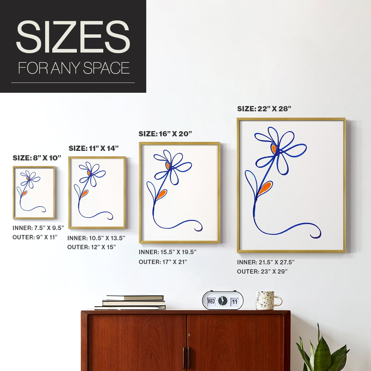 Wobbly Blooms I Framed Print - Solid Wood in Single Picture Frame Solid Wood 2 Framed Print