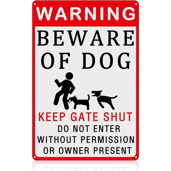 Beware of Dog Signs,Warning Tin Sign Beware of Dog for Fence,Do Not Enter,Home Kitchen Farm Garden Garage Wall Decor 12x8inch