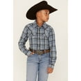 thumbnail image 2 of Cody James Boys' Plaid Print Long Sleeve Snap Western Flannel Shirt Blue   US, 2 of 4