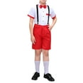 thumbnail image 2 of HAOTAGS Boys Performance Outfit Sets, Formal Summer Host Attire Solid Tuxedo Short Sleeve Suit Set Red 15-16 Years, 2 of 3