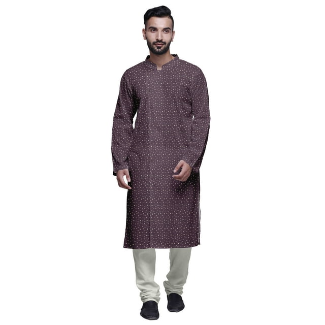 Atasi Kurta-Pyjama Long en Coton Imprimé pour Hommes, Kurta-Pyjama Décontracté de Designer, Vêtements