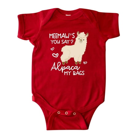 

Inktastic Meemaw s You Say Alpaca My Bags Gift Baby Boy or Baby Girl Bodysuit