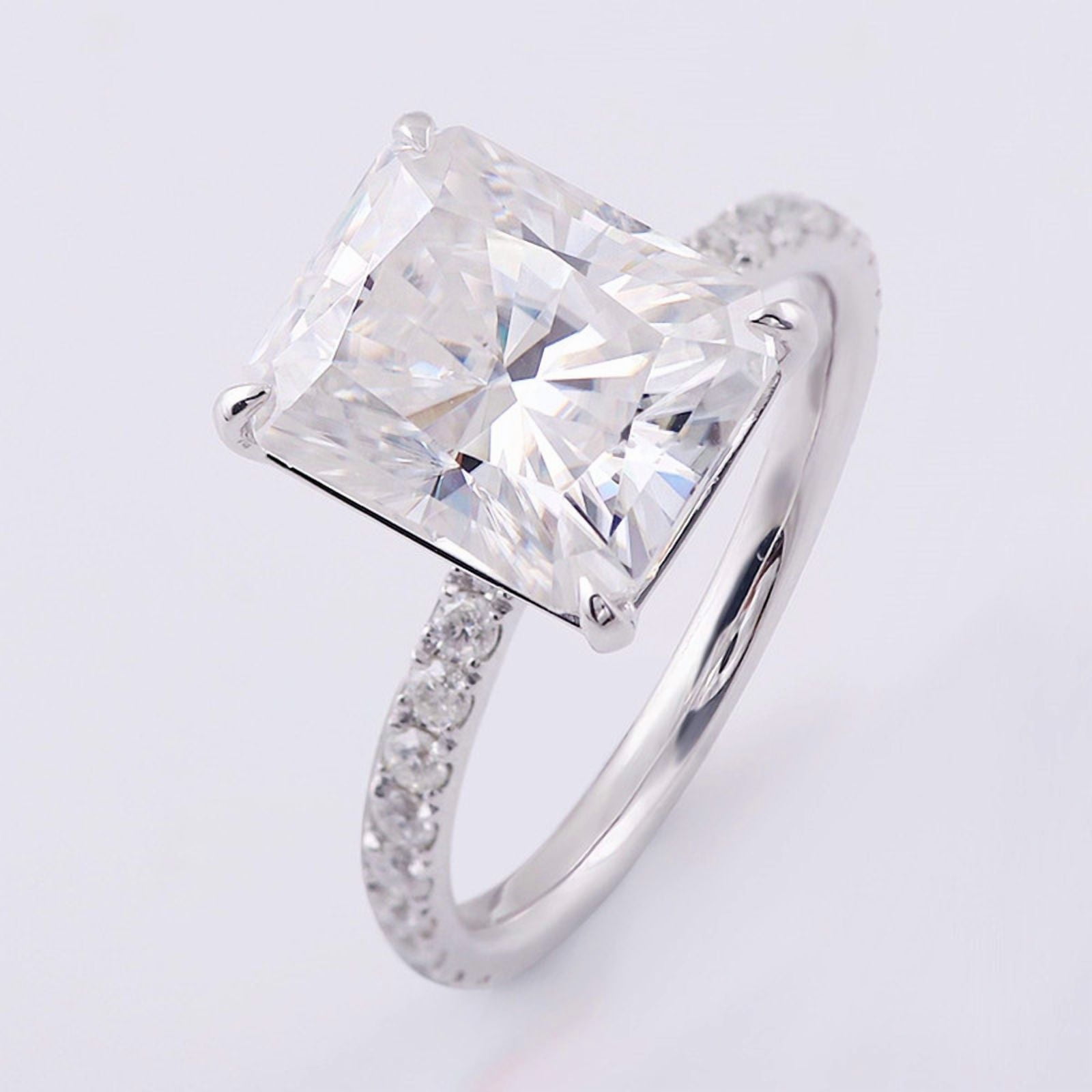 solitaire jewels 5CT Radiant Moissanite Solitaire Engagement Ring For Women, 14K Yellow Gold