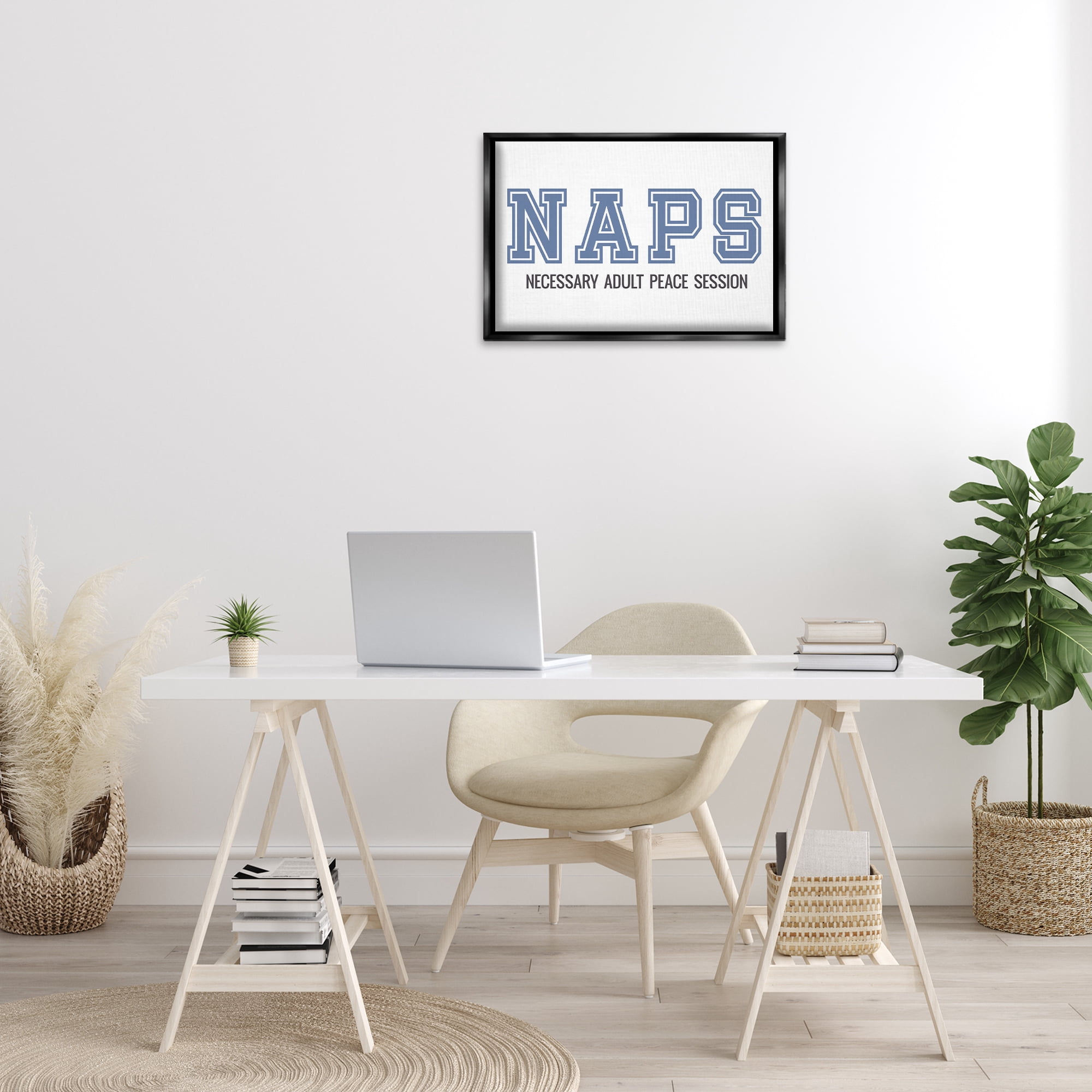 Stupell Industries Funny Naps Phrase Typography Painting Black Floater Framed Art Print Wall Art, 25 x 17