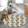 thumbnail image 3 of Yellow Floral Round Area Rug 3.3Ft Washable Circle Rugs for Dining Room Table, Abstract Watercolor Flower Leaf Plant Non-Slip Carpet Floor Mats Indoor Outdoor Carpet Runner Aesthetic Home Decor, 3 of 8