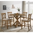 thumbnail image 5 of Miekor Furniture Cross-Buck Wood 5-Piece Counter Height Dining Set, Tan B3A676, 5 of 8