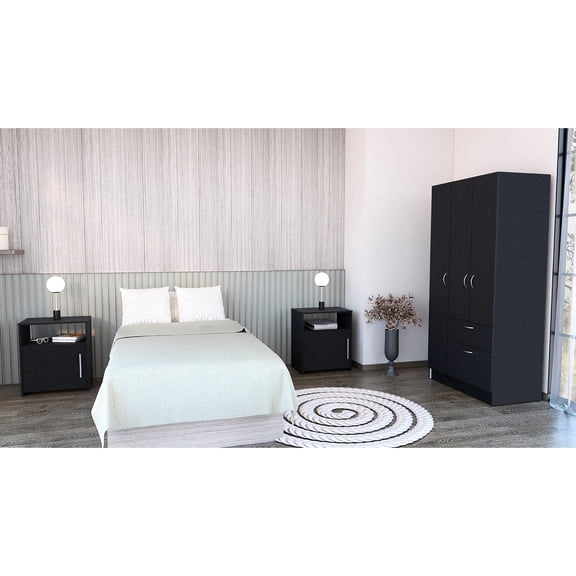 3 Piece Black Bedroom Set for Full Bed / Secure Interlocking for Sturdy Final Product