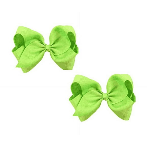 RAGUPEL 2 Pcs Big Bows for Girls,4" Toddler-Safe Bubble Flowers Hair Clips for Toddler Girls,Soft Ribbed and Fluffy Bow Bow Clips,Green