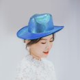 thumbnail image 6 of Holographic Cowboy Party Hat, Western Style Shiny Costume Accessories Hat for Women Cosplay Party Fancy Dress Party , Blue, 6 of 8