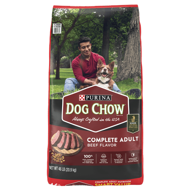 Purina Dog Chow Complete Adult Dry Dog Food Kibble Beef Flavor, 46 lb