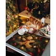 thumbnail image 2 of Christmas Placemats Set of 6 Gingerbread Man Ball Christmas Placemats for Dining Table Pine Needles Red Ribbon Table Mat Winter Holiday Home Party Kitchen Table Decorations, 2 of 6
