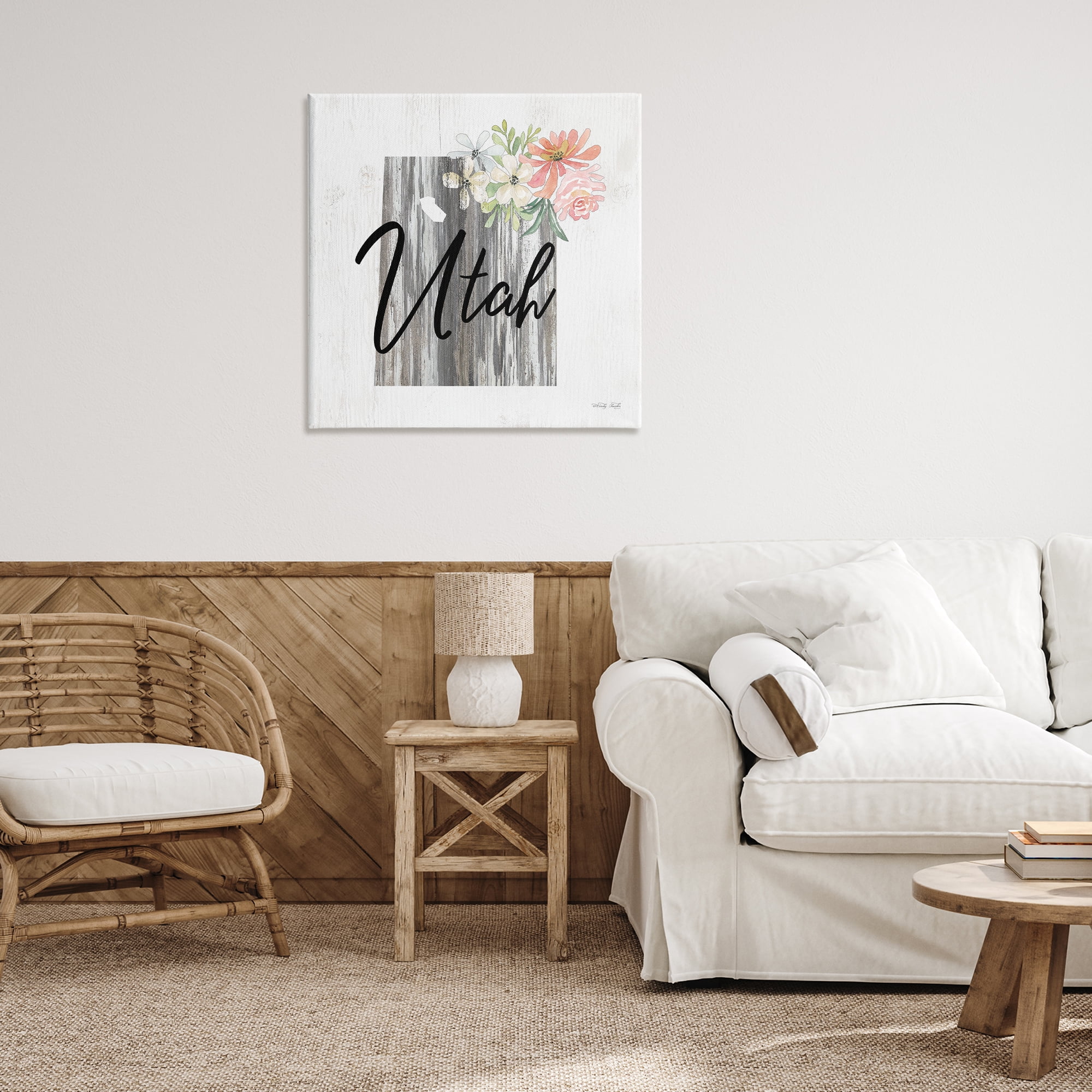 Stupell Industries Shabby Chic Utah Botanical & Floral Painting Gallery Wrapped Canvas Art Print Wall Art, 30 x 30