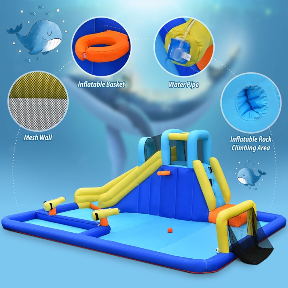 Aimee Lii 6-in-1 Inflatable Water Slide Jumping House without Blower, Kids Bounce House Water Slide