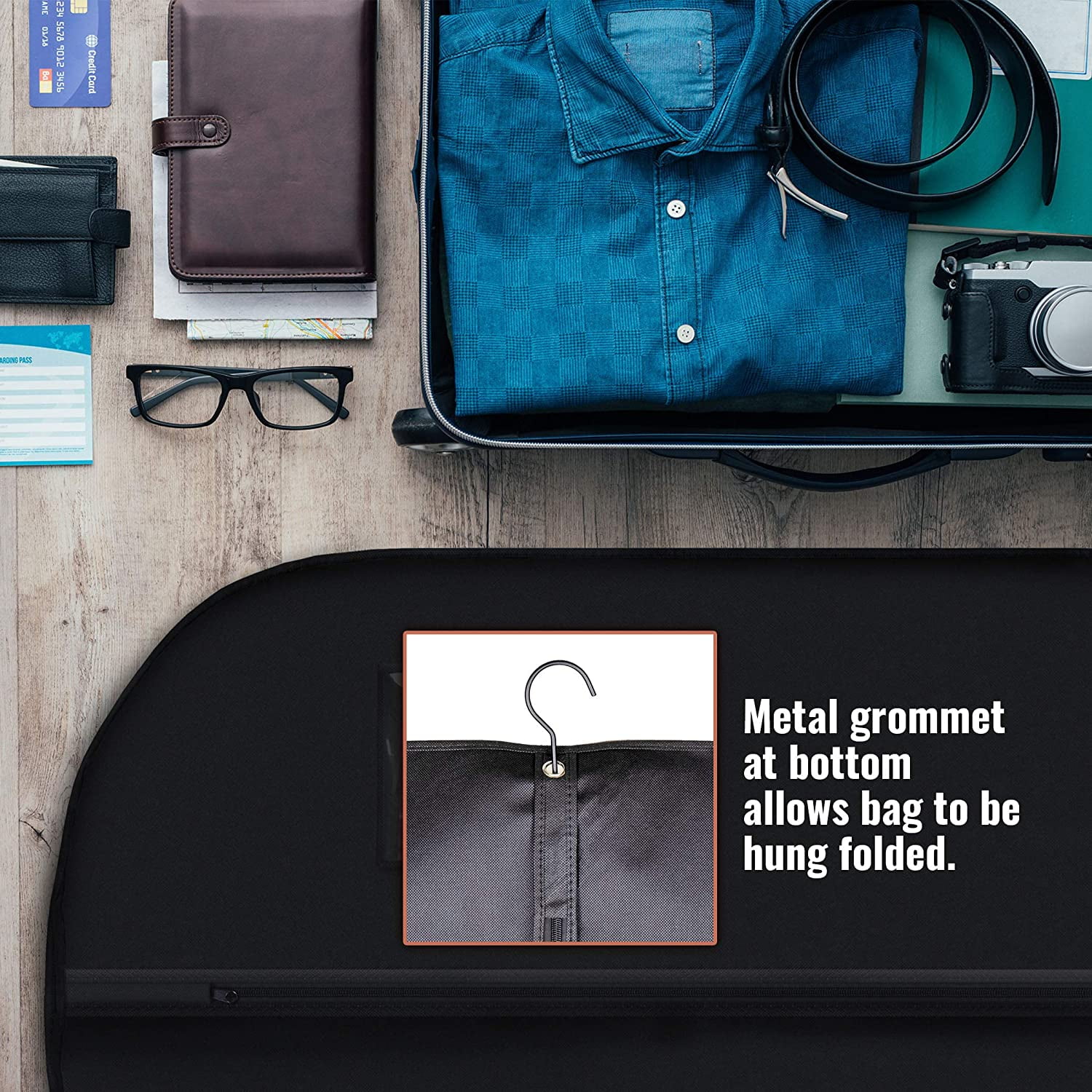 40" Black Garment Bags Suit Bag for Travel & Clothing Storage of Dresses Shirts Fur Coats Jackets Dance Costumes - Hanging Cover Men Women Closet Protector