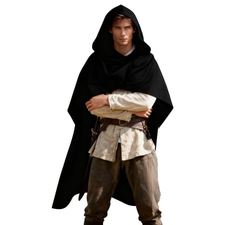 Unisex Medieval Hooded Cloak, Renaissance Halloween Costume Cape for Adults, Cosplay & Renaissance Faire